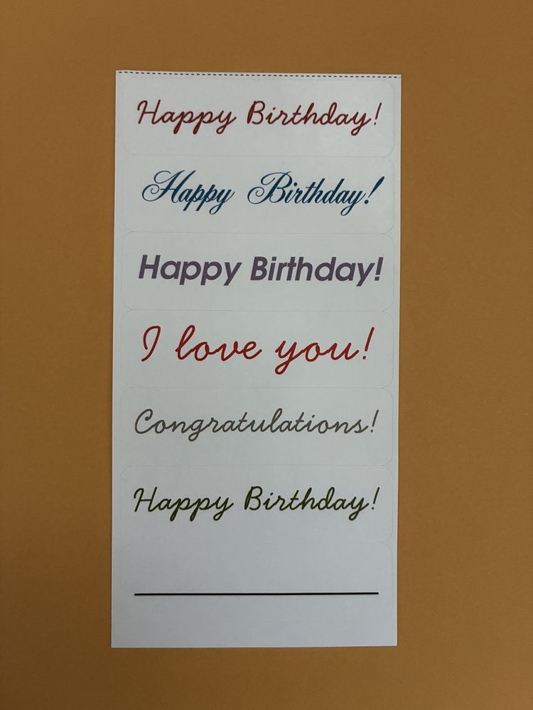 Greeting label sheet included in every Card Easel 2-pack